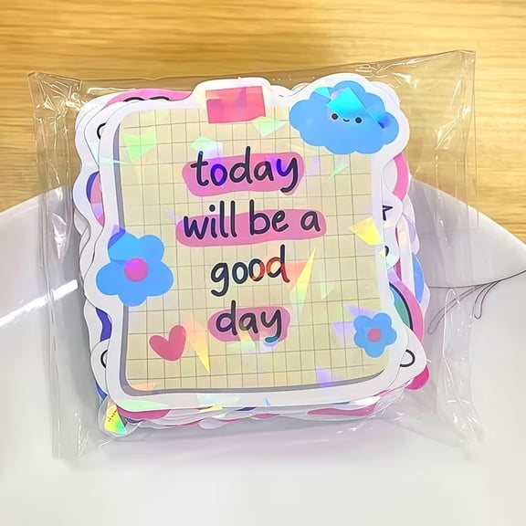 52 Holographic Irregular Motivational Stickers for Laptop Phone Notebook Decor