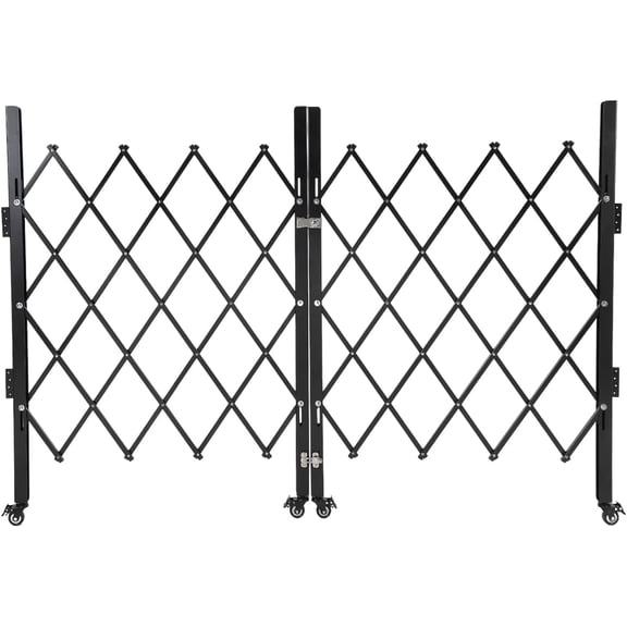 52 In Hx75 In W Folding Scissor Security Gate Heavy Duty Steel Lockable with 360 Casters