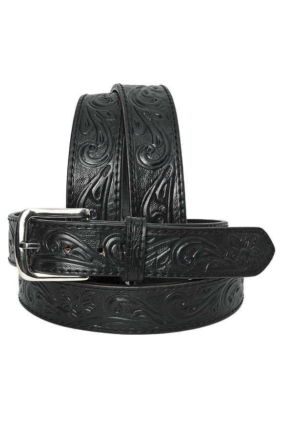 Western Genuine Leather Belt for Men Women Cowboy Cowgirl Handmade Unisex Full Grain Heavy Duty Floral Tooled Belt
