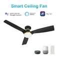 thumbnail image 1 of 52 Inch 3-Blade Integrated LED Indoor/Outdoor Black Smart Ceiling Fan with Light and 10-Speed Reversible DC Motor, 1 of 9