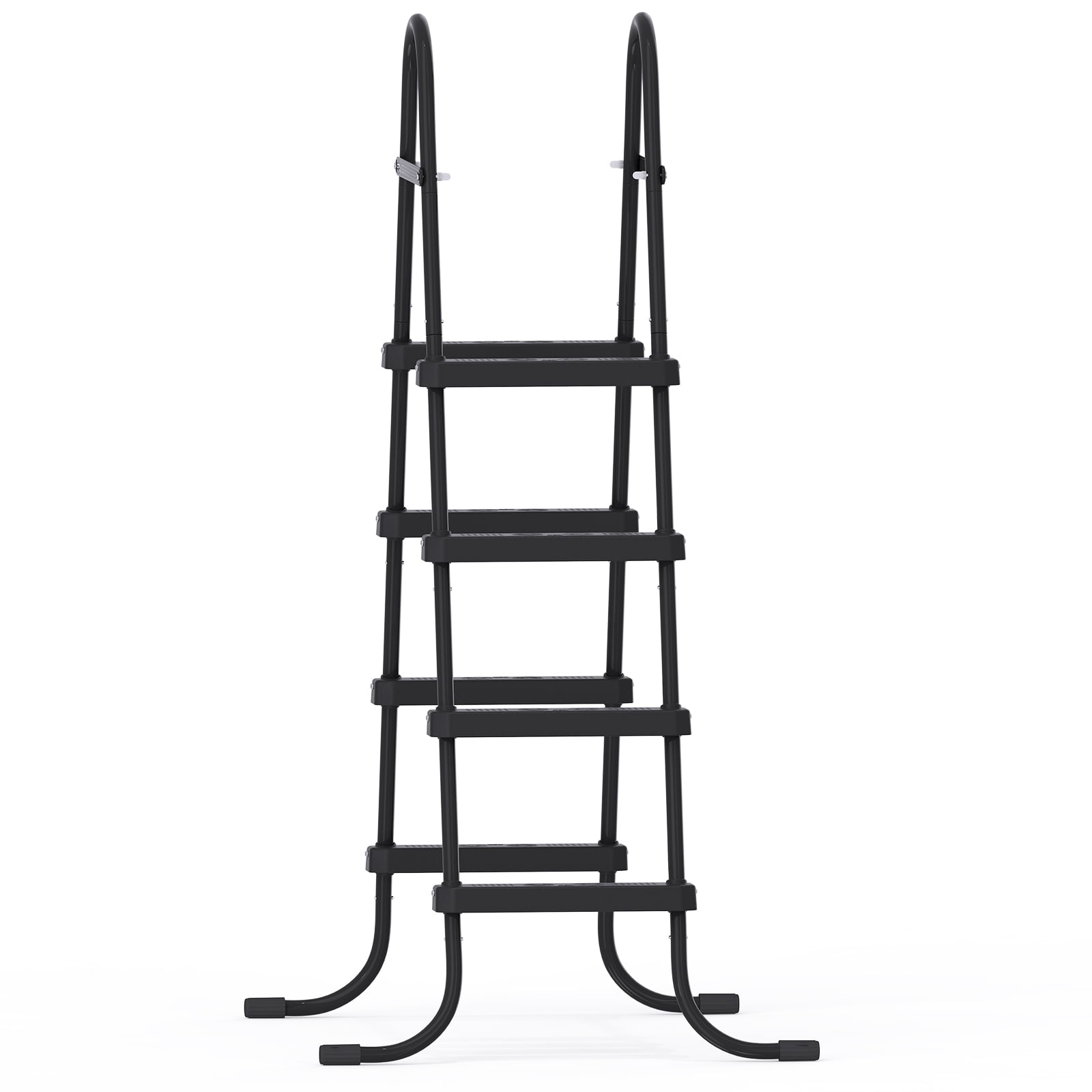 52 Inch 4-Step All Black Iron Pool Ladder, Textured Non-Slip Steps Heavy Duty Swimming Pool Entry Ladder for Above Ground & In-Ground Pools