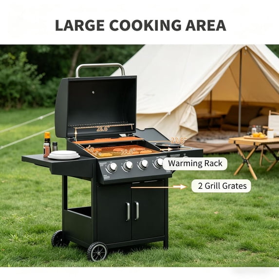 52 Inch Black 4+1 Burner Propane Gas Grill