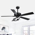 thumbnail image 1 of Whose Lamp 52 Inch Black Contemporary Ceiling Fan with Integrated LED Lights, Downrod Mount, Remote Control, Reversible Blades, 1 of 16