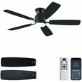 thumbnail image 1 of 52 Inch Black Ceiling Fans with Lights and Remote/APP Control, 3CCT Dimmable, Flush Mount, Double-Sided Blades, Quiet Reversible DC Motor, 6 Speeds, Low Profile Ceiling Fan for Living Room Bedroom, 1 of 9