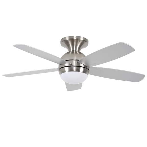 52 Inch Ceiling Fan with 3-Color Dimmable LED Light, 5 Curved Plywood Blades, Reversible Quiet DC Motor, 6 Speed & Timer, Remote & Wall Switch Control, Indoor & Covered Outdoor Fan for Living Room, B