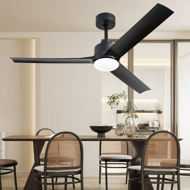 52 Inch Ceiling Fan With Light Modern Remote Control Outdoor Indoor 6 Sds Noiseless Dc Motor Bedroom For Living Room Ered Patio Black
