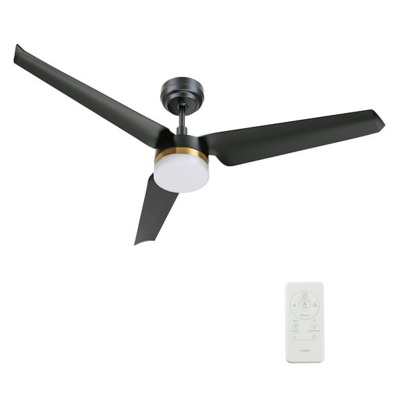 52 Inch Ceiling Fan with Light and Remote for Terrace Living Room Bedroom- Black/Gold