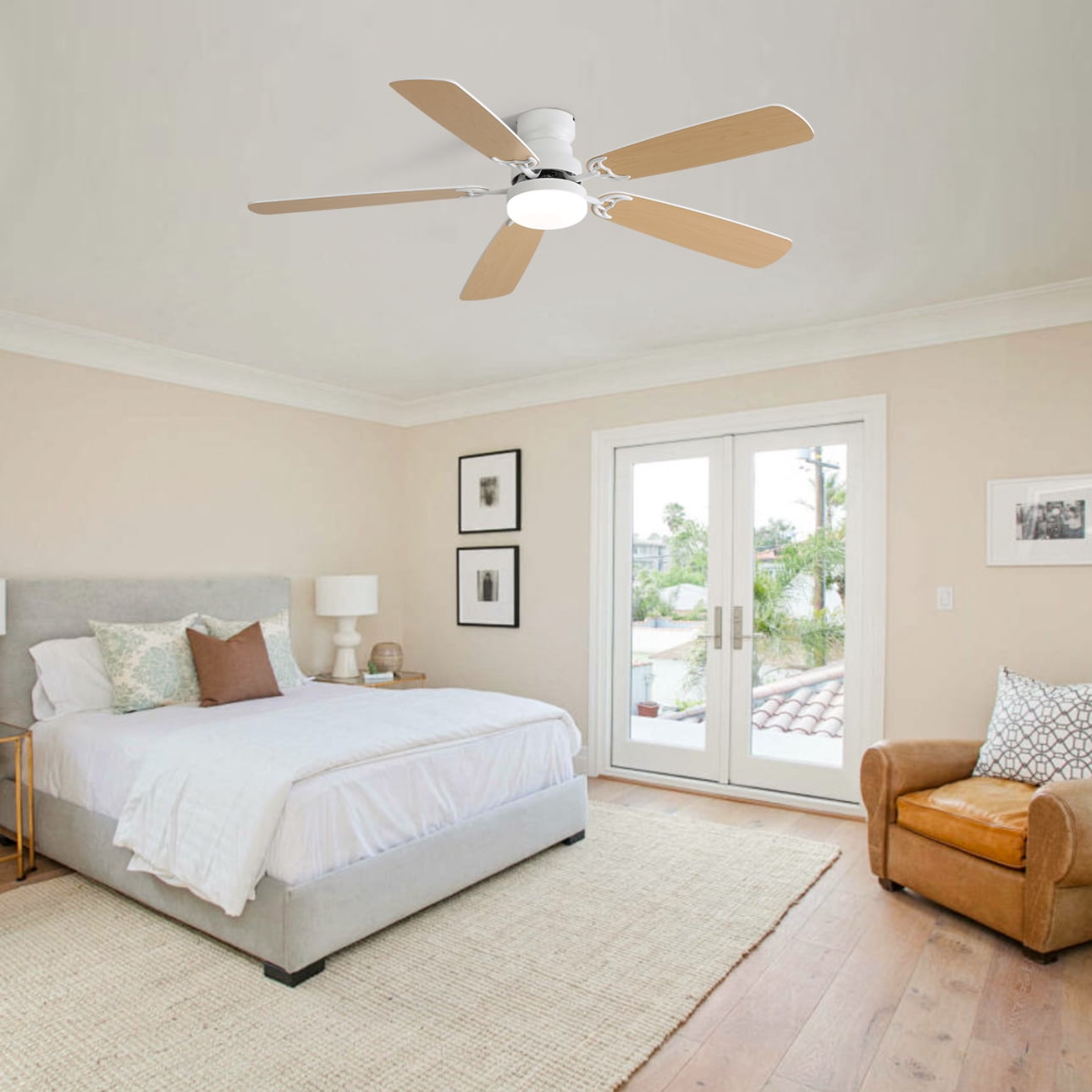 52 Inch Ceiling Fans Light, Modern Integrated Fan with 18W LED Lights ...