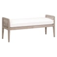 thumbnail image 1 of 52 Inch Classic Bench with Wood and Cane Frame, Cushion, Washed Brown- Saltoro Sherpi, 1 of 5