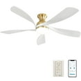 thumbnail image 1 of 52 Inch Contemporary Ceiling Fan with 5 Solid Wood Blades, 6 Speed Remote Control, Dimmable LED Light, Reversible DC Motor, and Smart App Integration for Indoor and Outdoor Spaces, 1 of 9