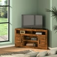 thumbnail image 1 of 52 Inch Corner Tv Stand, Rustic Design, Whiskey Finish, Fits 55" Tvs, No Assembly Compatible 52" Inches, Toned,, 1 of 5