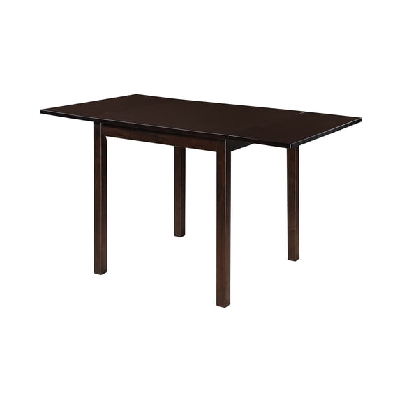 Benjara 52 Inch Drop Leaf Dining Table, Block Legs, Dark Cappuccino Brown Wood
