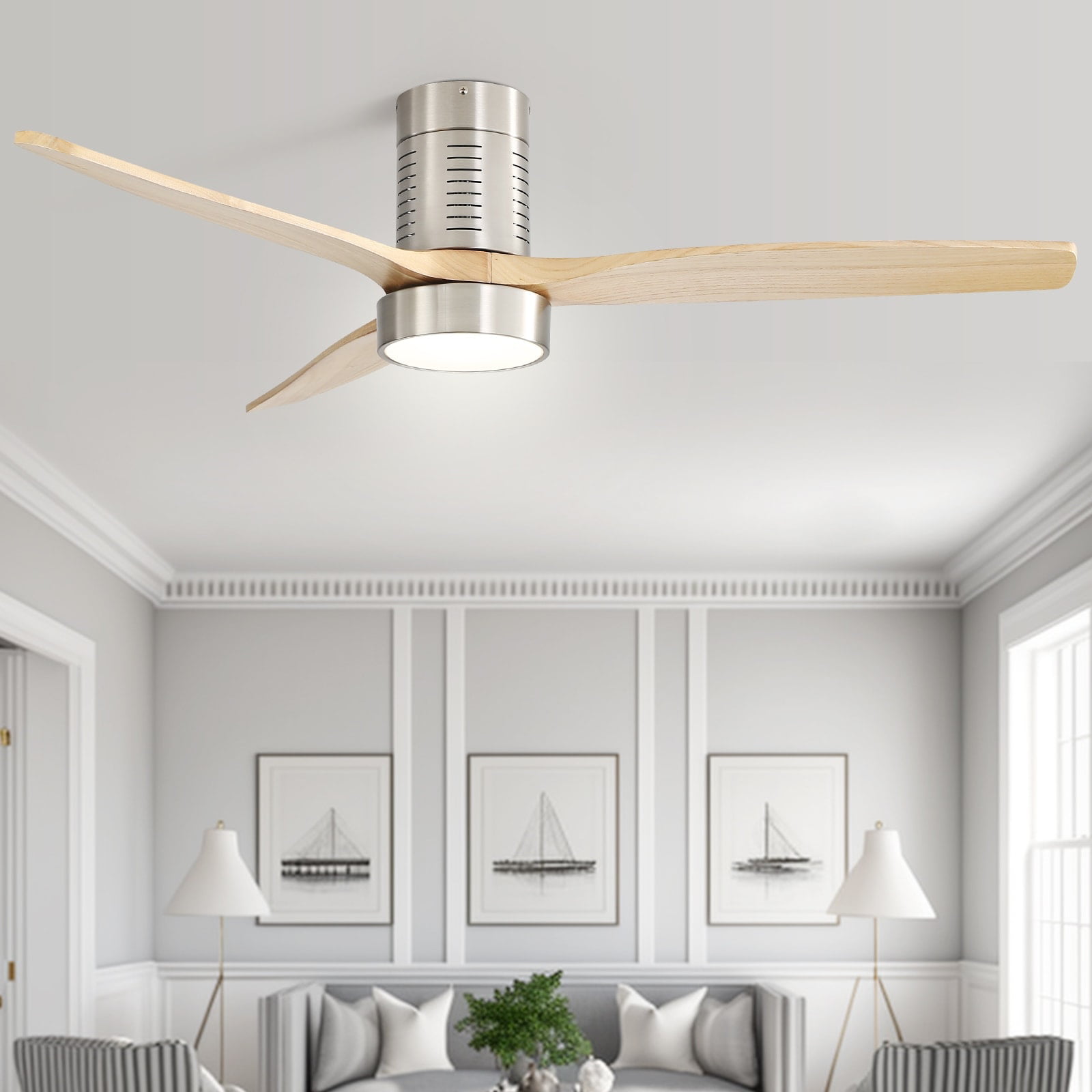 52 Inch Flush Mount Ceiling Fan With