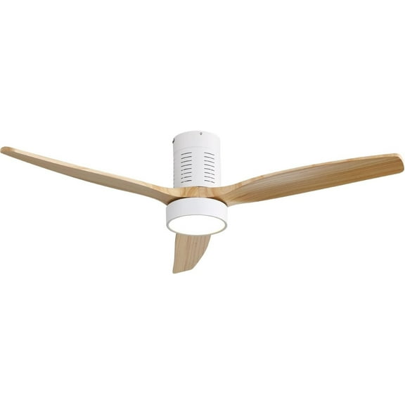 52 Inch Indoor Ceiling Fan ,6 Speed Remote Flush Mount Ceiling Fans With 18W Led Light And Remote Control ,With A Dc Reversible Motor,Reversible Modern Ceiling Fan For Living Room,White