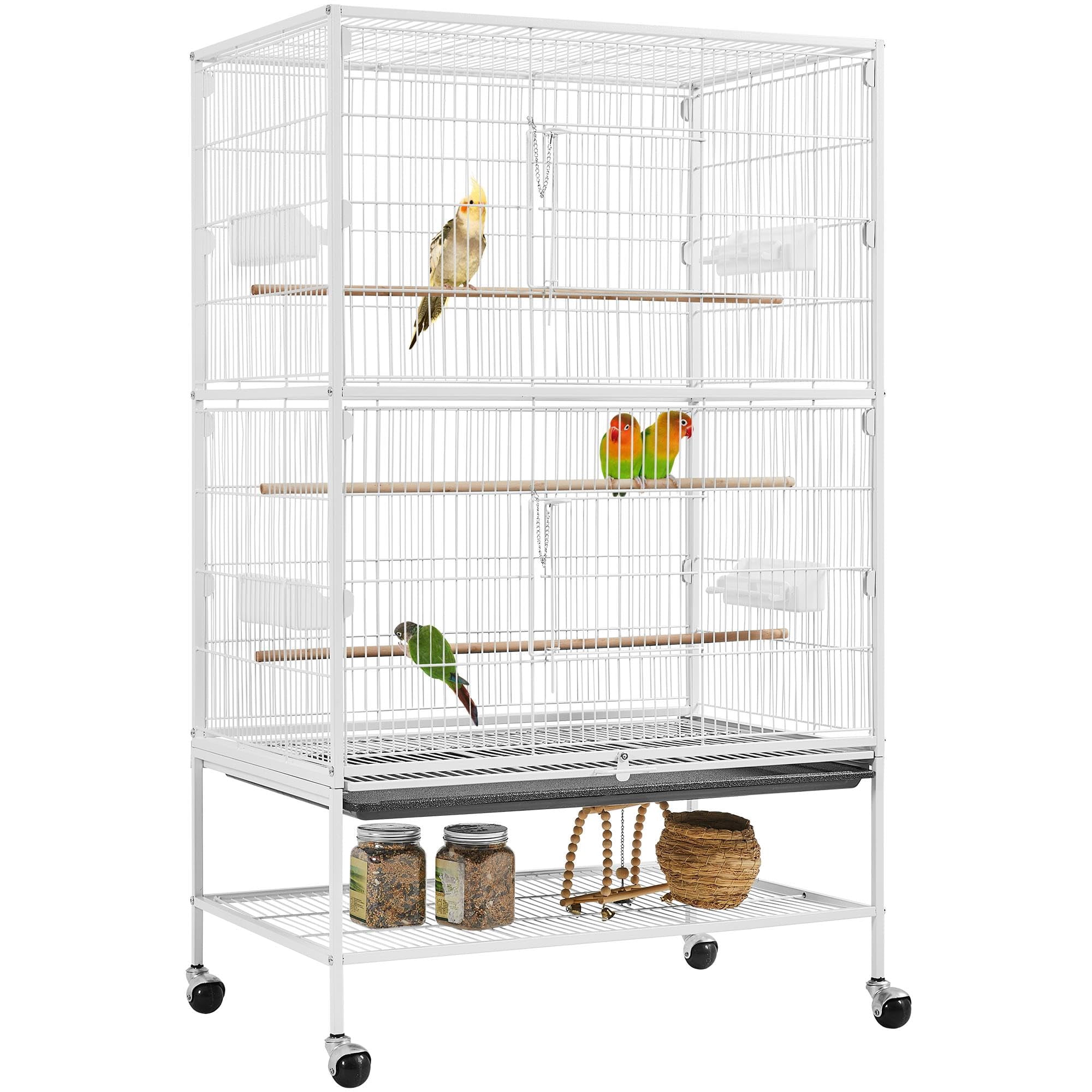 52 Inch Large Parrot Cage for Lovebirds Cockatiels Conures Finches ... - Parrot Large Wheel Access System