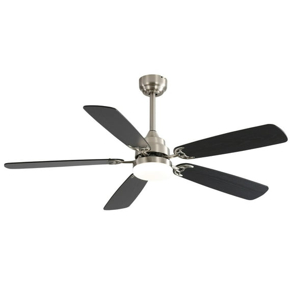 52 Inch Led Ceiling Fan ,Modern Ceiling Fan With Dimmable Led Light ,Ceiling Fan ,6 Speed Wind ,5 Blades ,Remote Control DC Motor For Indoor ,Nickel