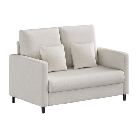 52-Inch Loveseat Sofa, Plush Teddy Fabric Small Couch for Small Spaces, Wood Frame Love Seat