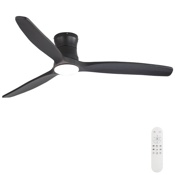 52-Inch Matte Black Ceiling Fan with Light, DC Motor, Silent Operation, for Bedroom & Living Room