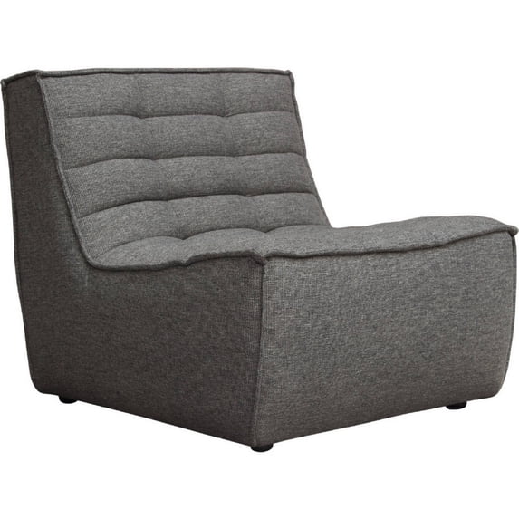 52 Inch Modern Armless Chair, Scooped Seat, Tufted, Modular, Smooth Gray