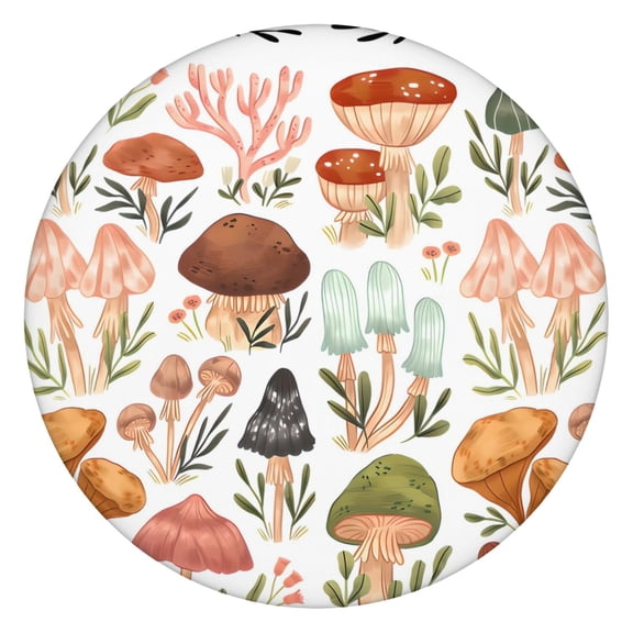 52 Inch Mushroom Round Tablecloth Waterproof Oxford Fabric with Elastic Edge, Ideal for Kitchen Corners and Outdoor Use