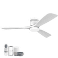 52 Inch Smart Low Profile Ceiling Fans,Solid Wood Outdoor Indoor