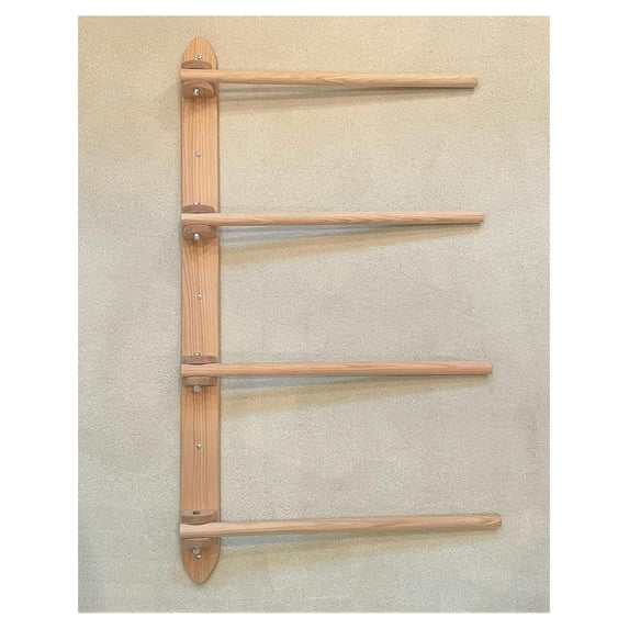 Roundup Design 52 Inch Tall Natural Oak Wall Quilt Rack, 4 Hinged Movable Arms, 28.5 ...