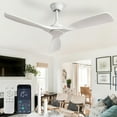 thumbnail image 1 of 52-Inch White Ceiling Fan with no Light: Indoor/Outdoor Use Hanging Fan, Remote & APP Control, High Efficiency with Quiet DC Motor, Timer Function, 1 of 9