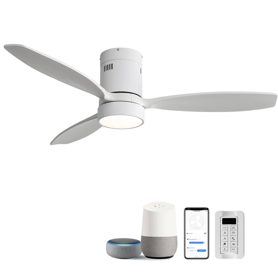 52 Inch Wood Ceiling Fan with LED Light & Remote Control