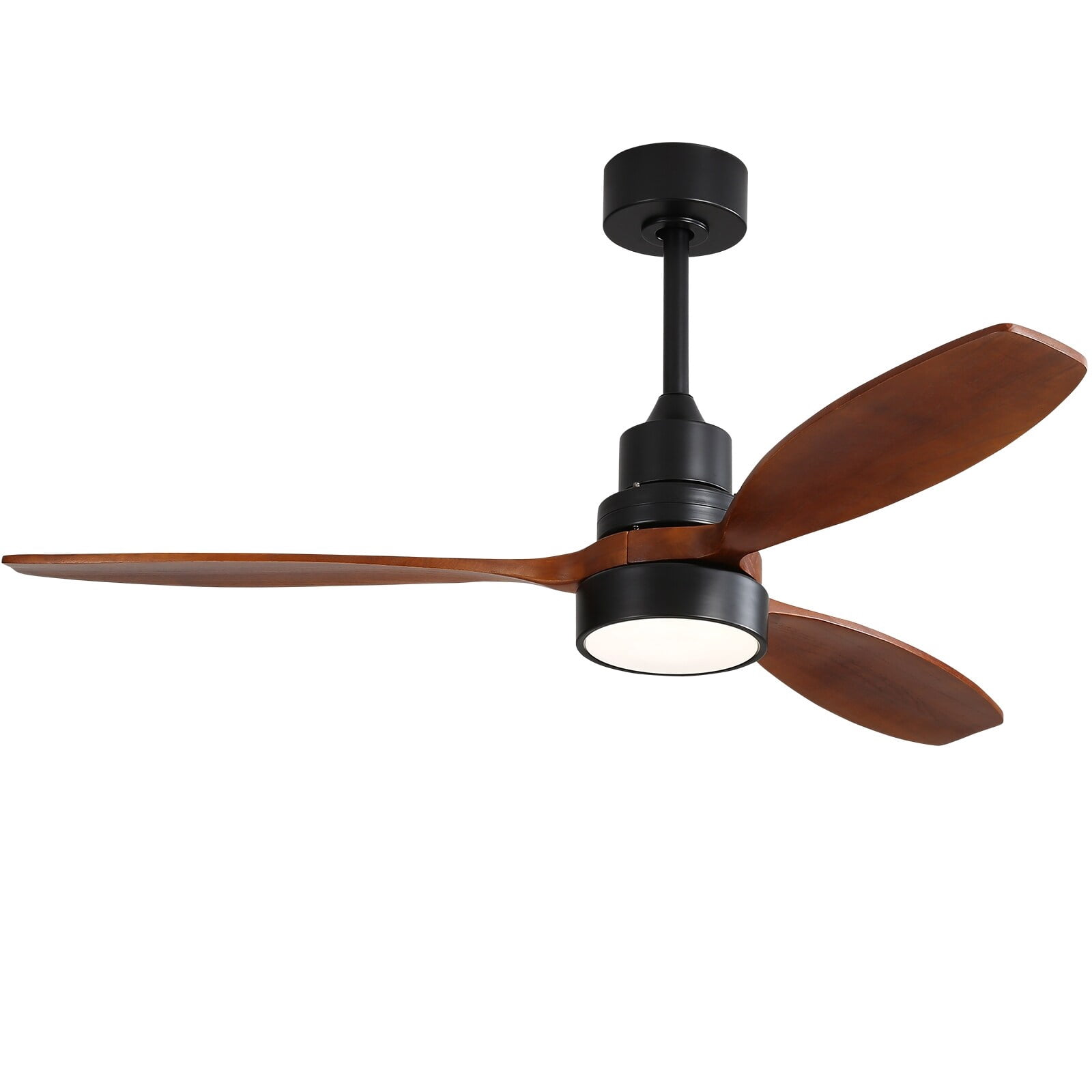 52 Inch Wooden Ceiling Fan White 3 Solid Wood Blades Remote Control Reversible DC Motor With Led