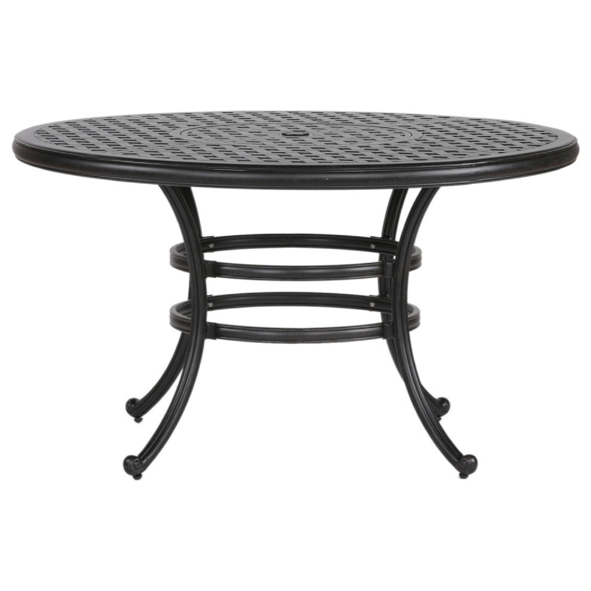52 Inch Zoe Round Outdoor Dining Table, Lattice Top, Dark Bronze ...