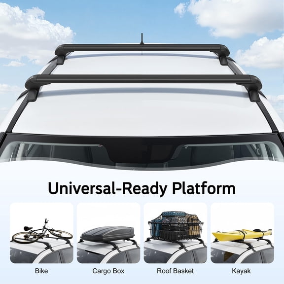 52 Inches Roof Rack Cross Bars for Honda Civic 06-20 Aero Aluminum Complete Roof Rack System Luggage Carrier Adjustable Window Frame 99 lbs Load Capacity (Pack of 2)