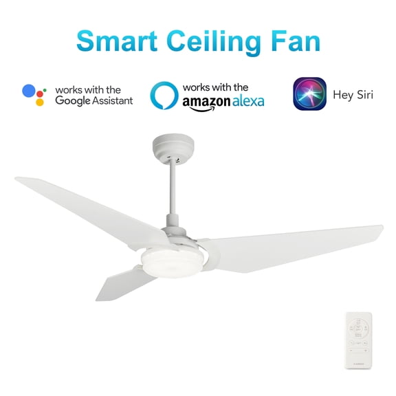 52" Indoor and Outdoor Ceiling Fan with LED Light Works with Google Home or Siri