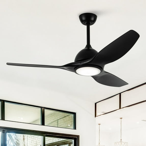 52" Industrial Black 6 Speeds DC Motor Indoor Ceiling Fan with LED Light and Remote