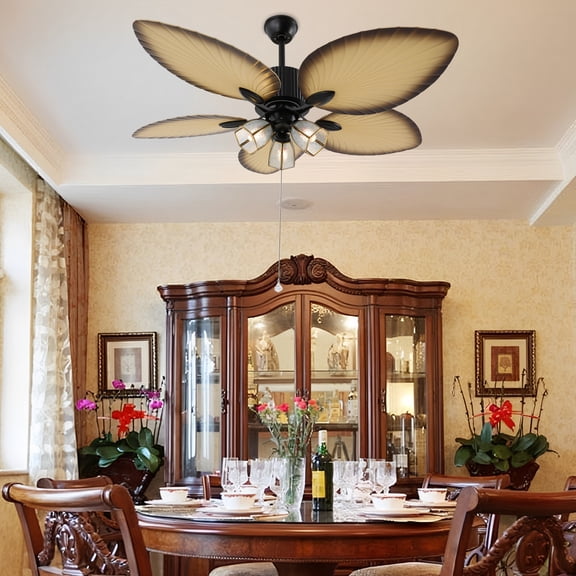 52"Invisible fan Chandelier Modern Indoor Ceiling Fan Ceiling light with Fan pendent celling lighting lamp light fixture Remote Control Glass Lampshade