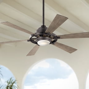 52" Kichler Gentry Lite Anvil Iron LED Damp Rated Fan with Remote