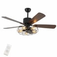 thumbnail image 1 of 52" LED Ceiling Fan with Light 5 Reversible Wood Brown Blades + Remote Control Without Bulb, 1 of 12