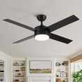 thumbnail image 1 of 52" LED Light Matte Black Blade Ceiling Fan with Remote with 4 blades, 1 of 7