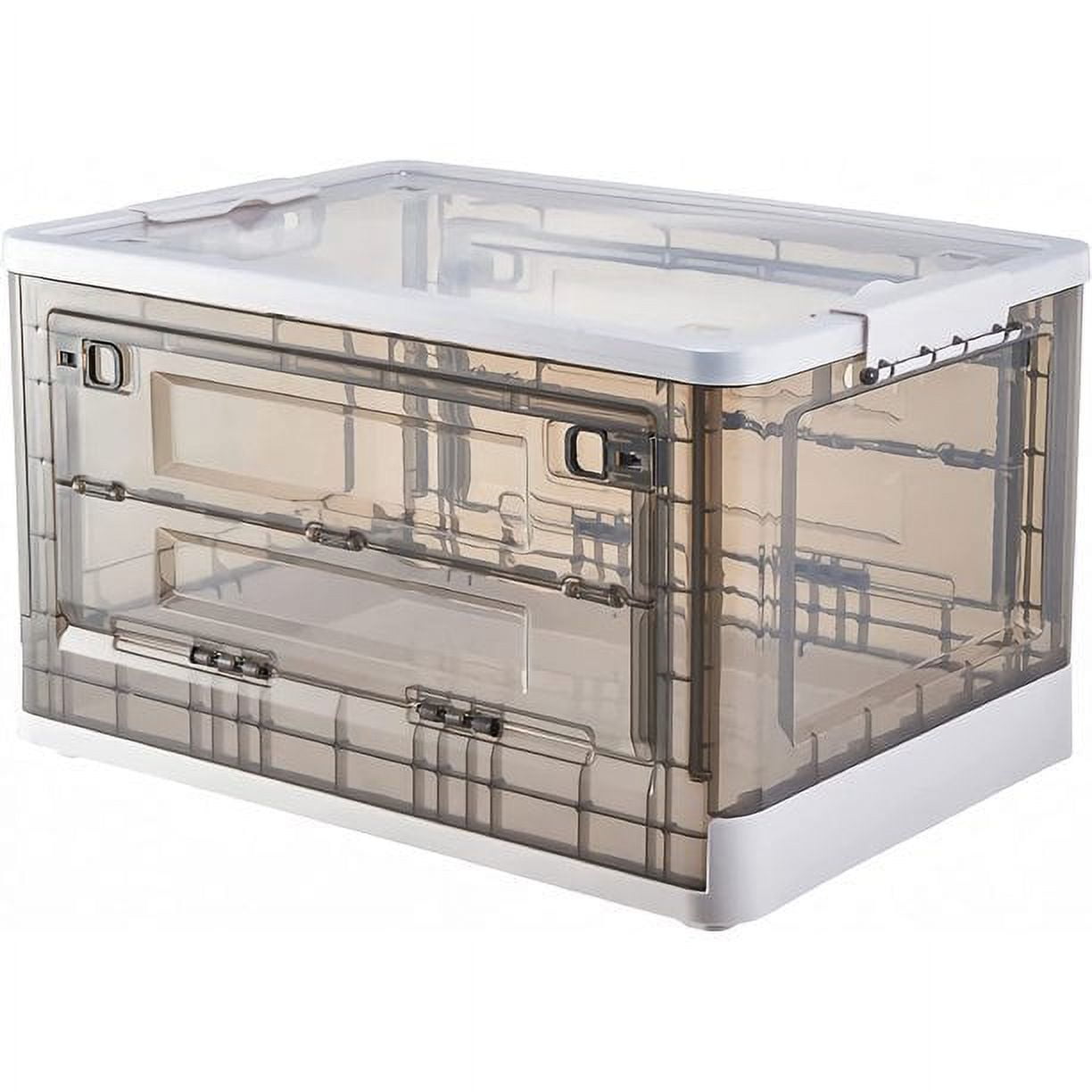 52 Liters Large Clear Plastic Storage Box with Lid Wheels Collapsible ...