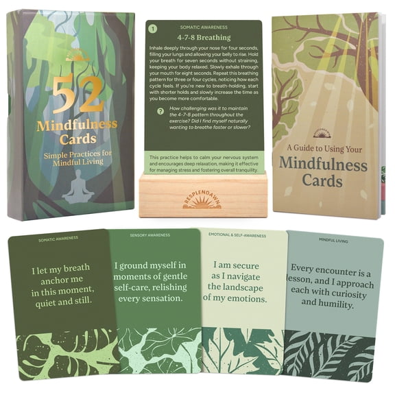 52 Mindfulness Cards Simple Practices for Stress & Anxiety Relief, Emotional Regulation, and Mindful Living Daily Self Care Exercises & Affirmations for Calm, Relaxation, & Grounding