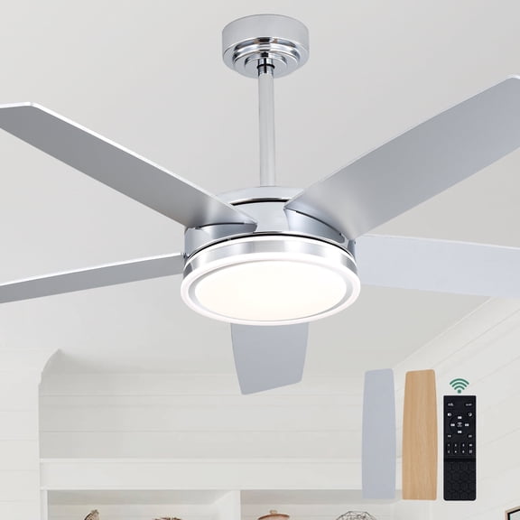 Cusp Barn 52" Minimalism Ceiling Fan with LED Lights and Remote Control, Simple Design Living Room Fan with Lights