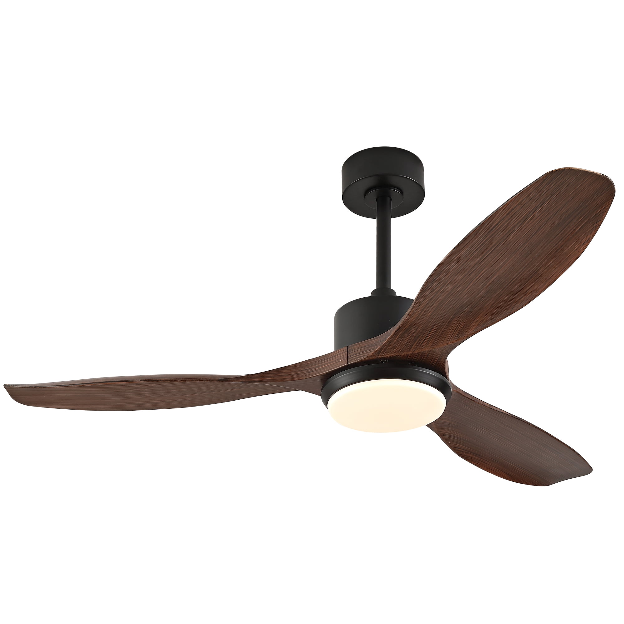 52" Modern Black Ceiling Fan with Light & Remote, 3-Blade, Reversible DC