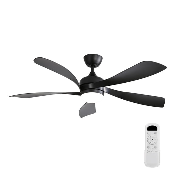 52" Modern Ceiling Fan with Lights, Reversible DC Motor, Indoor Outdoor for Bedroom Living Patio,Black