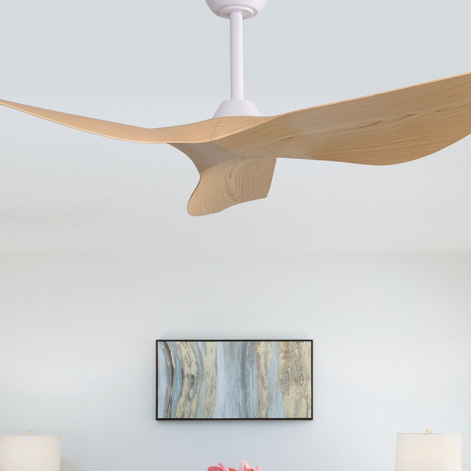 52" Modern Ceiling Fan without Lights, Remote Control and Reversible