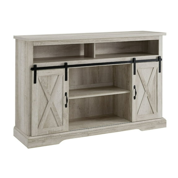 52" Modern Farmhouse TV Stand with Sliding Barndoors- White Oak