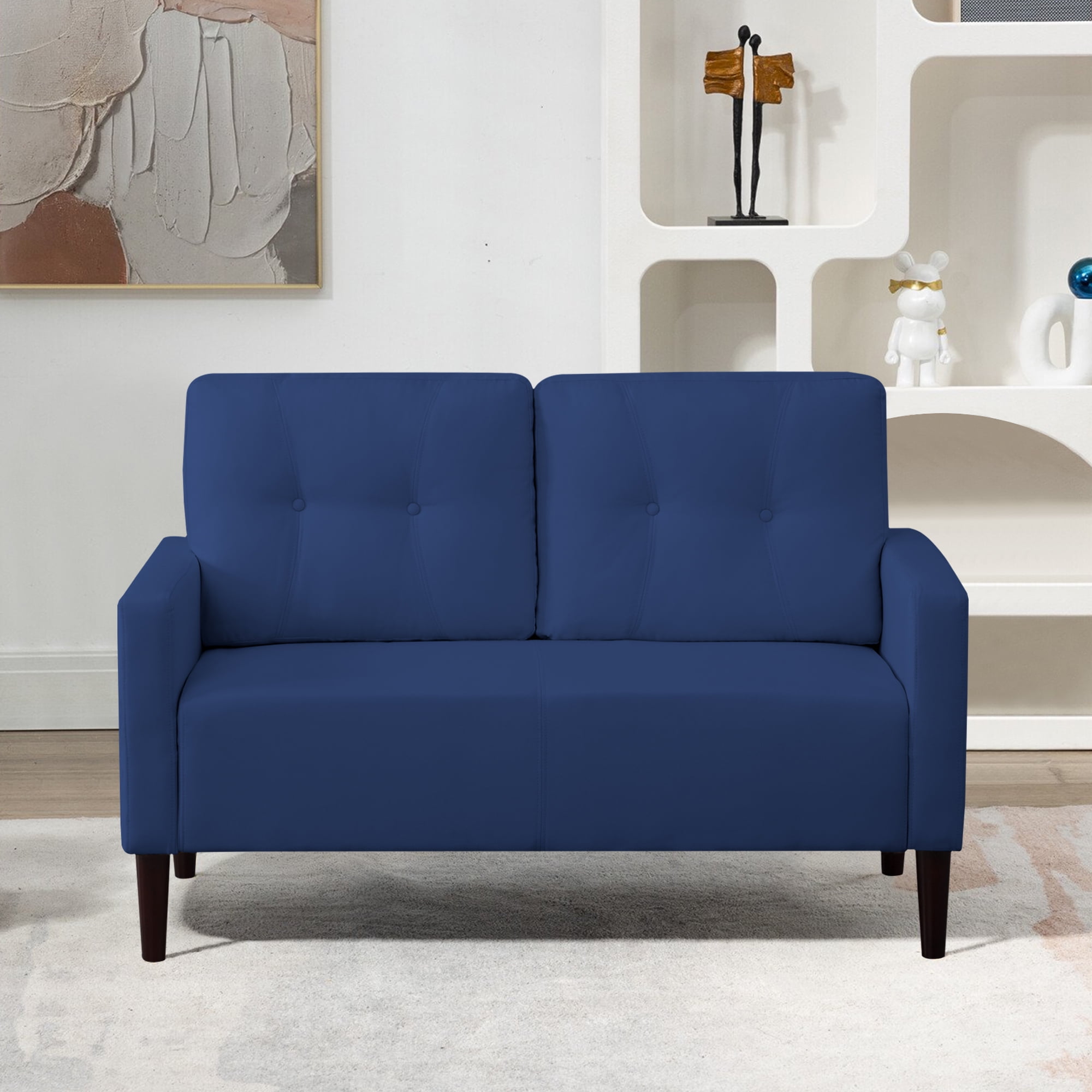 52" Modern Futon, Small Sofa Mini Couch Loveseat, Polyester Couch