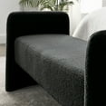 thumbnail image 1 of 52" Modern Ottoman Couch Long Bench with Arched-Frame Wood,  Comfortable Window Sitting Fireplace Bench Filled High Quality Foam,Teddy Fabric Bench for Bedroom End of Bed,Black, 1 of 9