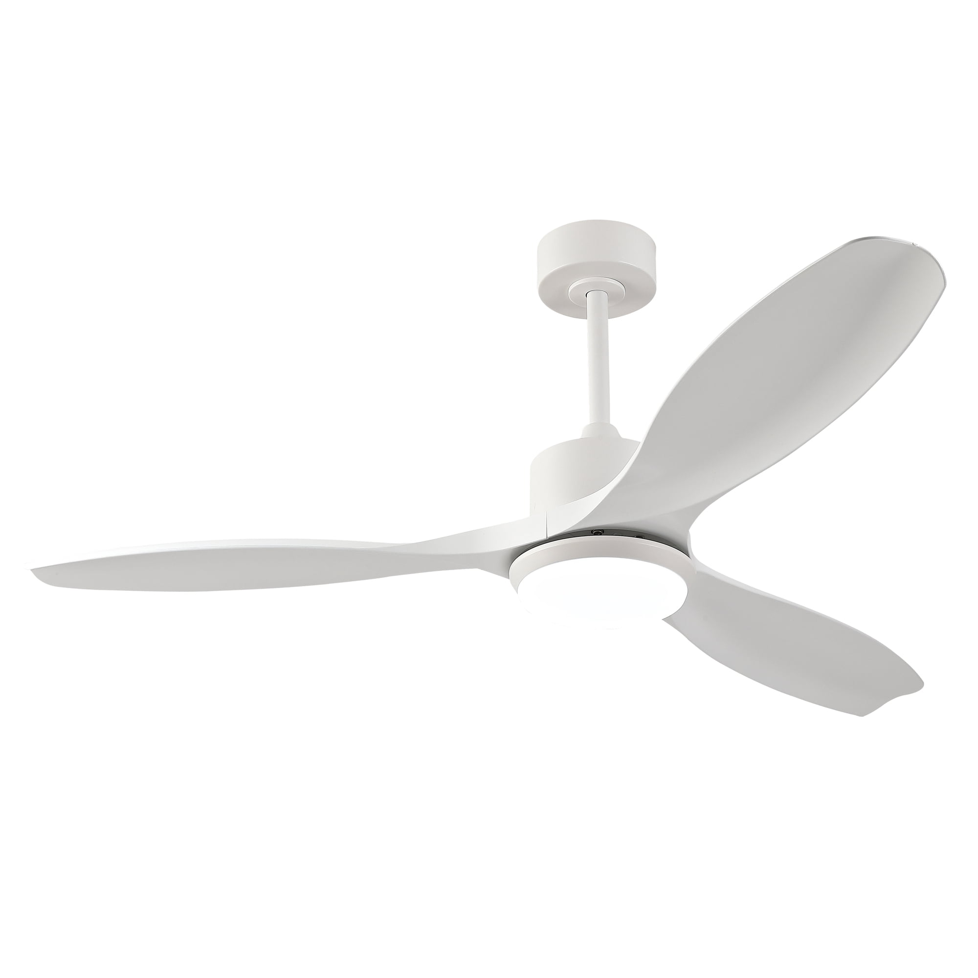 52" Modern White Ceiling Fan with Light & Remote, 3-Blade, Reversible DC