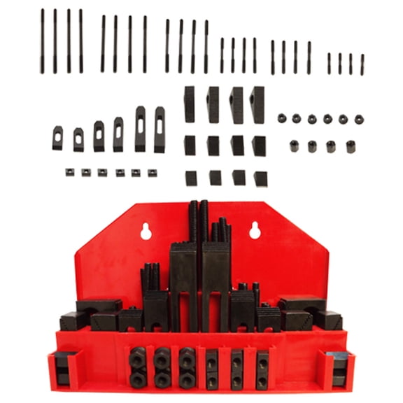 52 PC Clamping Kit T-Slot 7/16" End Clamp Flange Coupling Nut Step Block Set