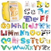 52 PCS Magnetic Letters, Large Cute Animal Alphabet Magnets for Fridge, Uppercase & Lowercase, Choke-Proof Learning Toys Spelling