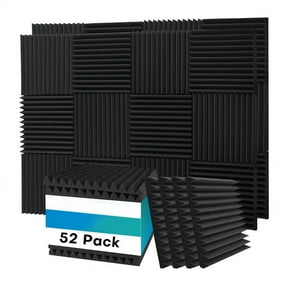 52 Pack Acoustic Foam Panels,1x12x12Inches Sound Proof Panels for Walls, Absorbing Black